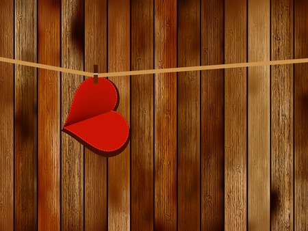 Red paper heart hanging    のイラスト素材