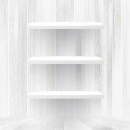Layers Blank white wooden bookshelf    のイラスト素材