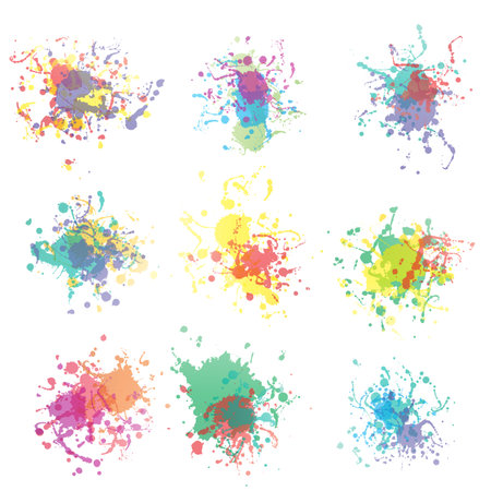 Colorful paint splashes on white  plusのイラスト素材