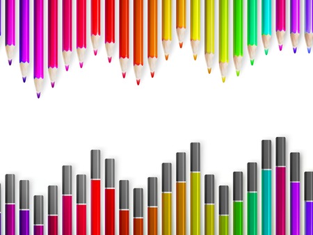 Back to school with multicolored pensils   のイラスト素材