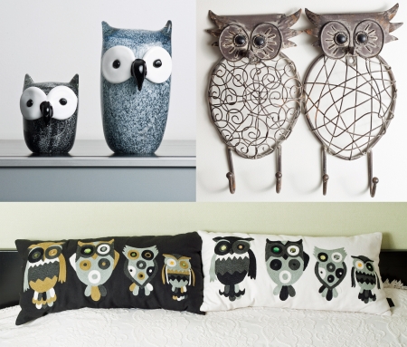 Owl themed interior elementsの写真素材