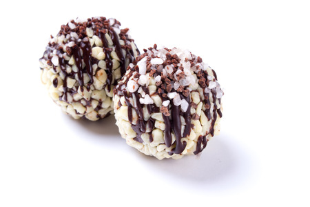 Handicrafted truffles isolated on white backgroundの写真素材
