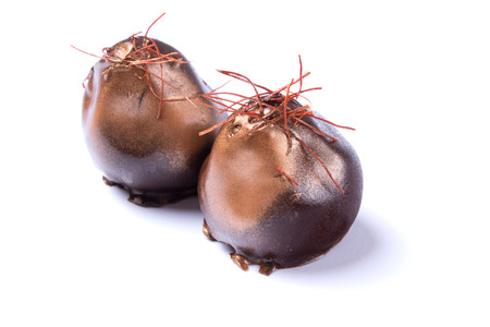 Handicrafted truffles isolated on white backgroundの写真素材