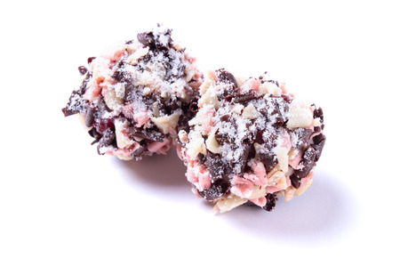 Handicrafted truffles isolated on white backgroundの写真素材