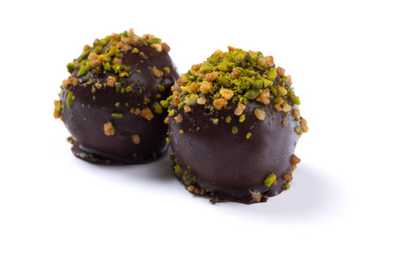 Handcrafted truffles isolated on white backgroundの写真素材