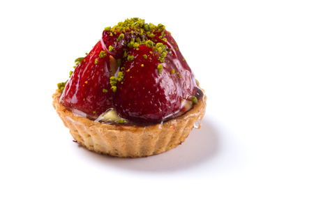 Strawberry dessert isolated on white backgroundの写真素材