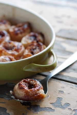 Oven baked apples with cinnamonの写真素材