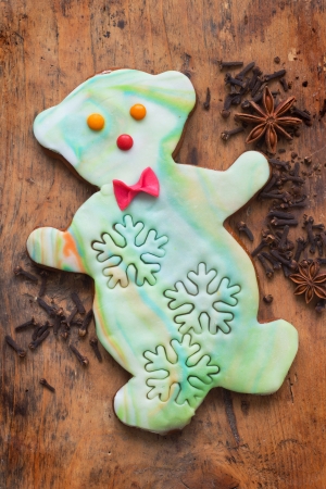 Snowman shaped gingerbreadの写真素材
