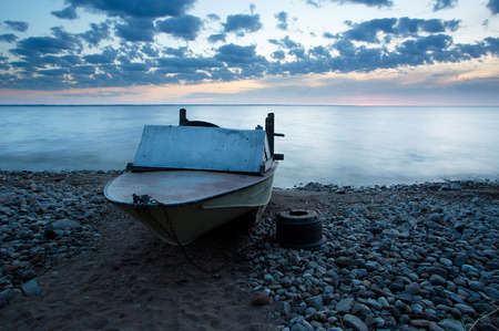 Boat and lakeの写真素材