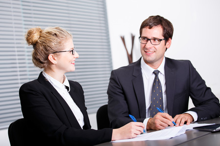 Process of signing new business contractの写真素材