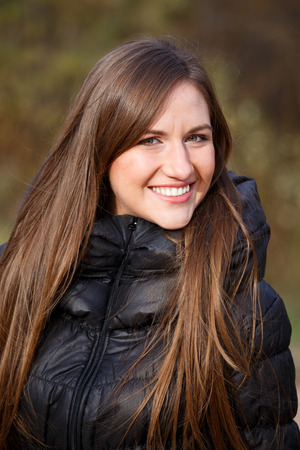 Portrait of woman with warm smileの写真素材