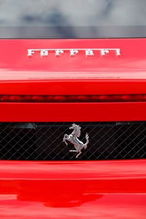 STOCKHOLM, SWEDEN - AUGUST 29, 2014: Back of a Ferrari car  with logosのeditorial素材