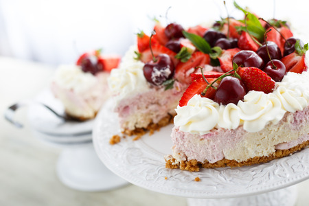 Cherry and strawberry tartの写真素材