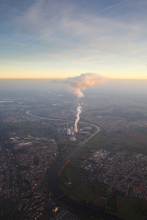 Aerial view to Frankfurt, Germanyの写真素材