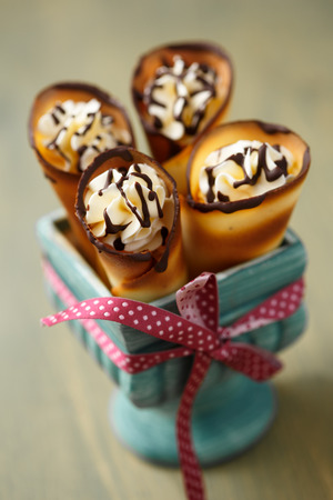 Brandy cone with creamy fillingの写真素材