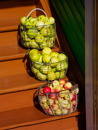 Apples in basketsの写真素材