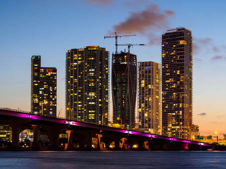 View to skyscrapers in Miami city,  USAの写真素材