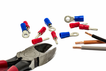 wires electric,terminal lug and cutter.の写真素材