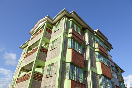 A Kenyan apartment building in Kikuyu near Nairobi, Kenya.のeditorial素材