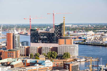Hamburg, Germany - July 7: The Elbe Philharmonic Hall (Elbphilharmonie) in Hamburg, Germany under...