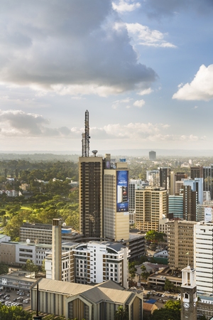 Nairobi, Kenya - December 24: The Teleposta Tower behind the Holy Family Basilica in Nairobi, Kenya on December 24, 2015のeditorial素材