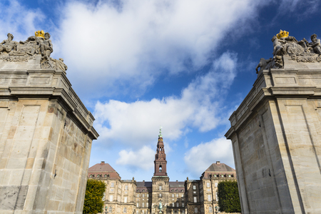 Entrance to the courtyard of Christiansborg Palace in Copenhagen, Denmarkのeditorial素材