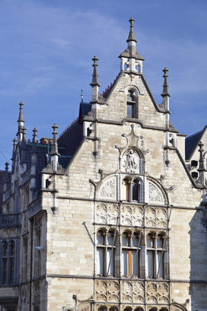 One of the beautiful old houses at Graslei in Ghent, Belgium.のeditorial素材
