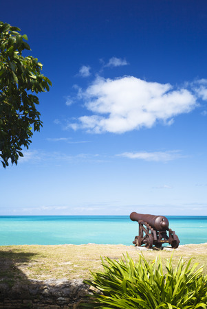 An old cannon at Fort James in Antigua.の写真素材
