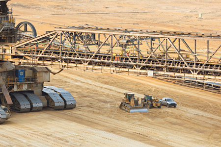 A lignite surface mine with a giant bucket-wheel excavator, one of the worlds largest moving land...