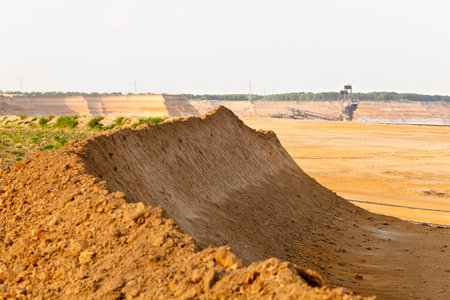Border of a lignite surface mine with a giant bucket-wheel excavator, one of the worlds largest...