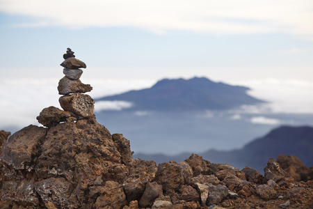 A stone man near Roque de los Muchachos in La Palma, Spain.の写真素材