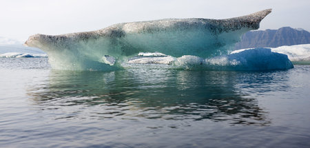 An iceberg floating in the Joekulsarlon lagoon in Iceland.