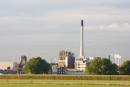 A chemical plant with evening light.のeditorial素材
