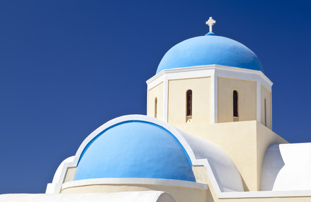 Sotiras Church of Oia with deep blue sky. Santorini, Greece.のeditorial素材