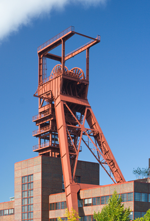 The tower of an old coal mine in Gelsenkirchen, Germany.のeditorial素材
