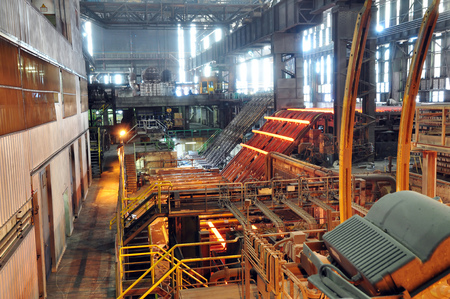 Production of steel in a steel mill - production in heavy industryの写真素材