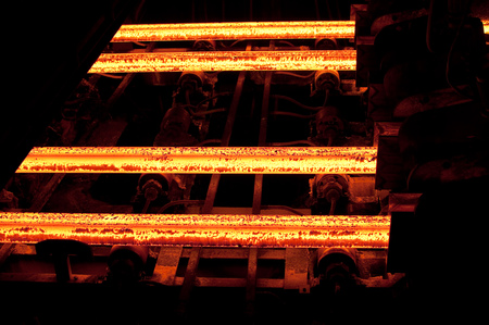 Production of steel in a steel mill - production in heavy industryの写真素材