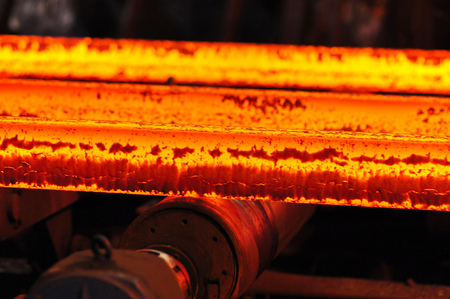 Production of steel in a steel mill - production in heavy industryの写真素材