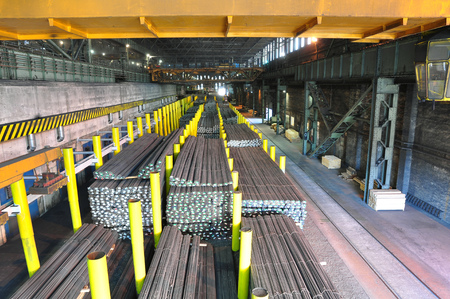 Production of steel in a steel mill - production in heavy industryの写真素材
