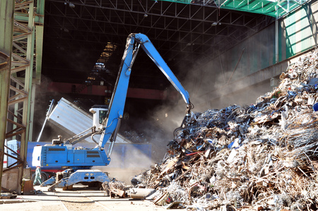 Production of steel in a steel mill - production in heavy industryの写真素材