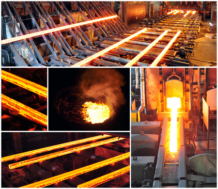 Production of steel in a steel mill - production in heavy industryの写真素材