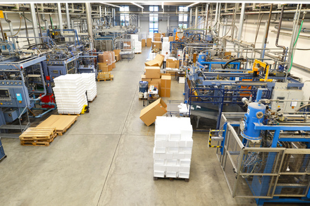 interior of an industrial company with machines and other technical equipmentの写真素材