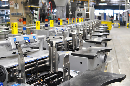 machines of a large printing plant - printing of daily newspapersの写真素材