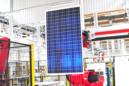 high tech factory - production of solar cells - machinery and interiors - solar panel factory...