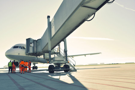 handling of an aircraft at the airport - ground staff and buildings