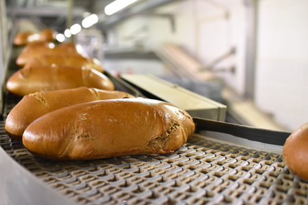 industrial production of bakery products on an assembly line - technology and machinery in the food...