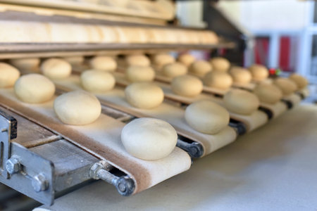 industrial production of bakery products on an assembly line - technology and machinery in the food...