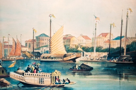 The painting of grand canal in Veniceの写真素材