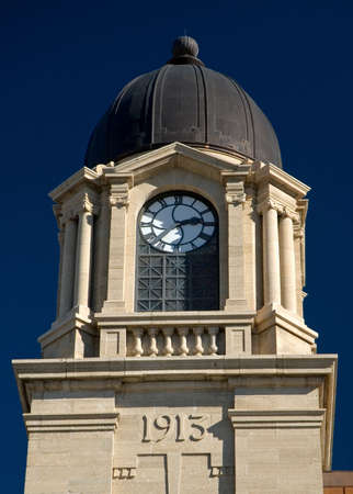1913 Lethbridge post office clock tower - made from limestone.の写真素材