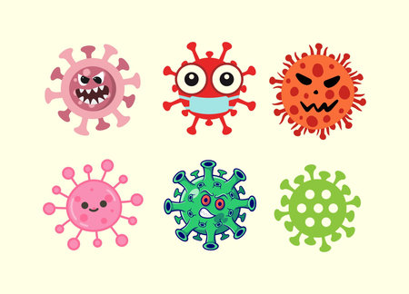 Coronavirus. Set of cartoon viruses. Vector illustration.